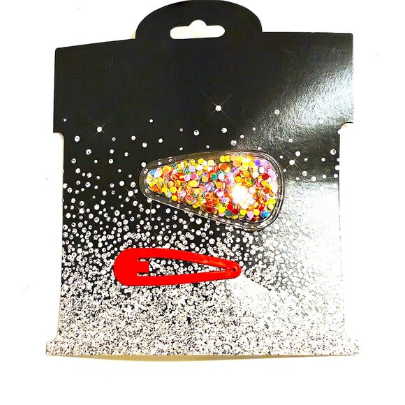 Gift Ideas Cute Hair Clips Red Snap Clip Confetti Shaker Set Barrette Women Girl - Picture 4 of 4
